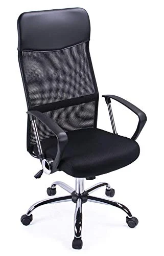 Exofcer Silla de Escritorio en Casa, Silla de Malla Ajustable en Altura, Silla de Oficina Giratoria, Silla de Escritorio de Oficina Ergonómica, Negro