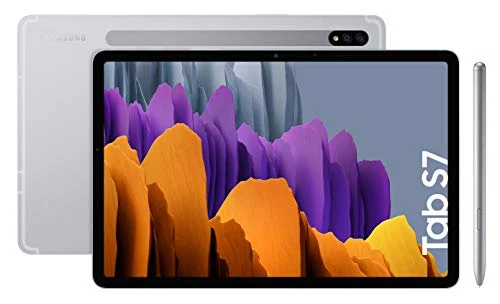 Samsung Galaxy Tab S7 - Tablet de 11" con pantalla QHD (Wi-Fi, Procesador Qualcomm Snapdragon 865+, RAM de 6GB, ROM de 128GB, Android 10 actualizable) - Color Plata [Versión española]